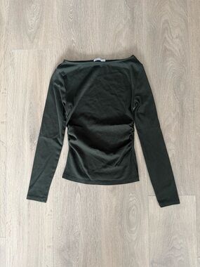 stradivarius Black Long Sleeve Scoop Neck Top